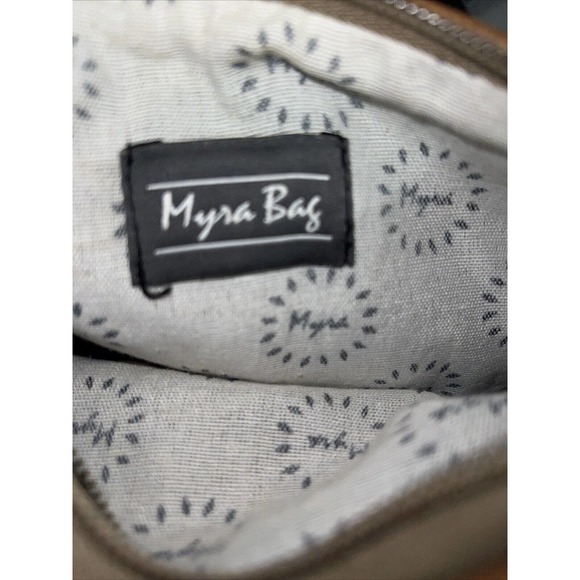 Myra Bags Brown Leather/Hairon 9.5"x6" wristlet Pouch Bag Clutch - Picture 7 of 7